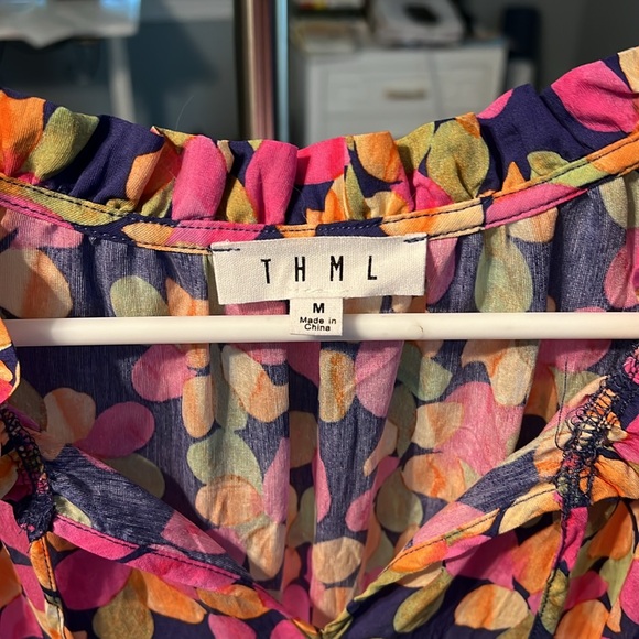 NWT THML dress with tassel and smock waist. Size m - Picture 2 of 3